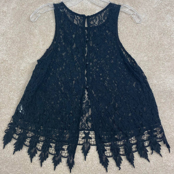 Blu Pepper Tops - Blu Pepper Black Lace Blouse Cover Up Size Medium